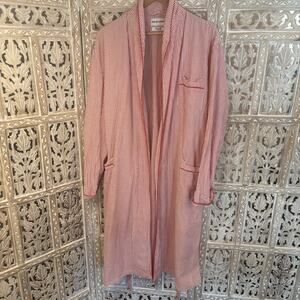 Pierre Cardin Red & White Stripe Seersucker Cotton House Bath Robe LARGE